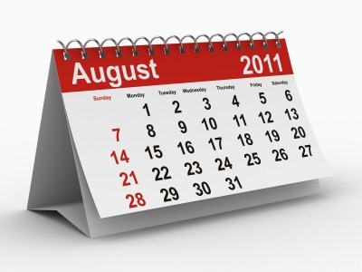 A calendar showing August 2011.