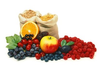 A variety of fruit and cereal.