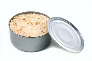 An open tin of tuna.