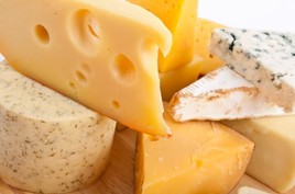 Various blocks of cheese.