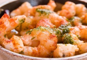 Prawns on a plate.