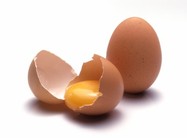 A cracked and uncracked egg.