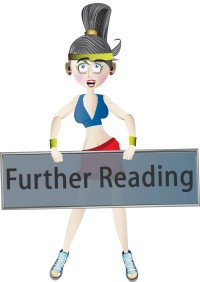 A woman in fitness gear holding a further reading sign.