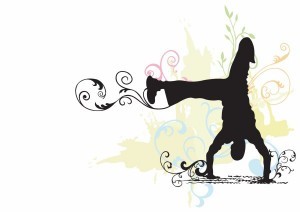 A cartoon of a black silhouette dancing.