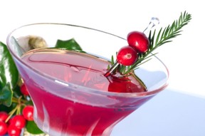A cocktail drink with a Christmas decoration.