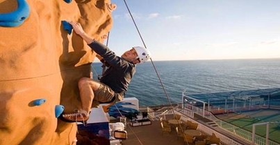 A climbing wall on a cruise ship.