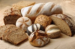 A selection of whole grain breads.