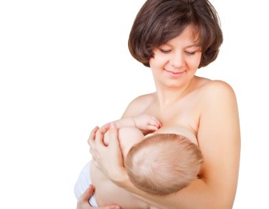 A mother breastfeeding her baby.