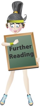 A woman in fitness gear holding a further reading sign.