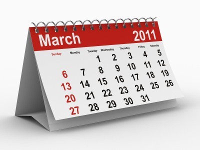 A calendar showing March 2011.