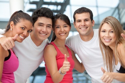 A group of people at the gym.