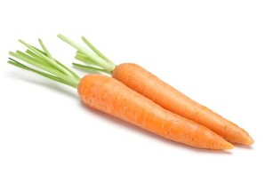 2 carrots on a white background.