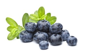 A selection of blueberries on a white background.
