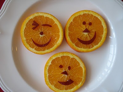 Healthy Halloween Orange Happy Faces