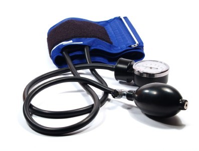 A blue blood pressure monitor.