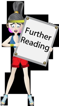A woman in fitness gear holding a further reading sign.