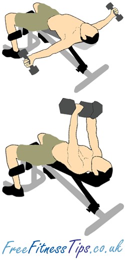 An illustration of a man performing a dumbbell flyes.