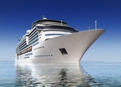 A cruise ship in the water.