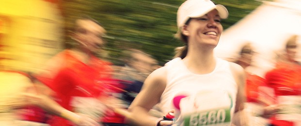 A group of people running a marathon.