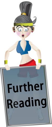 A woman in fitness gear holding a further reading sign.
