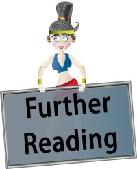 A woman in fitness gear holding a further reading sign.