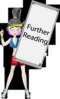 A woman in fitness gear holding a further reading sign.