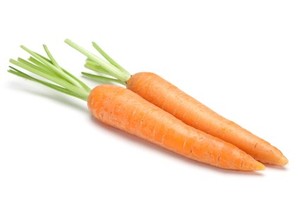 2 carrots on a white background.