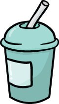 A cartoon blue soda cup.