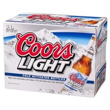 A crate of Coors Light.