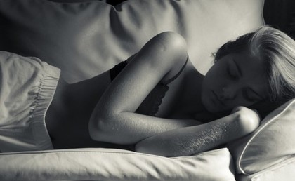 A woman sleeping.
