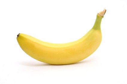 A banana on a white background.