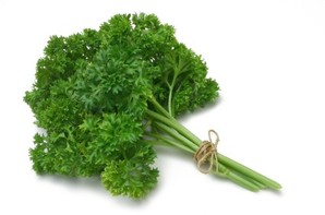A bunch of parsley tied together.