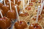 A selection of chocolate and nut apples.