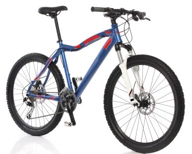 A mountain bike isolated on a white background.