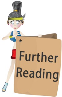 A woman in fitness gear holding a further reading sign.