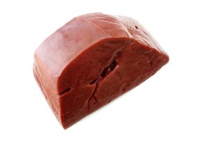 A piece of raw liver.