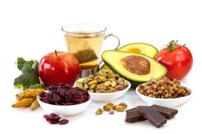 A selection of flavonoid rich foods.