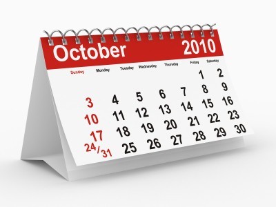 A calendar showing October 2010.