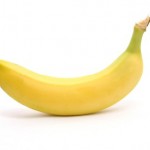 A banana on a white background.