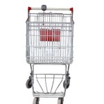 A shopping trolley on a white background.