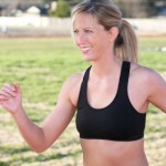 A woman jogging in the park.