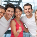 A group of people at the gym.