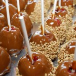 A selection of chocolate and nut apples.