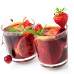 Two glasses of fruit sangria.