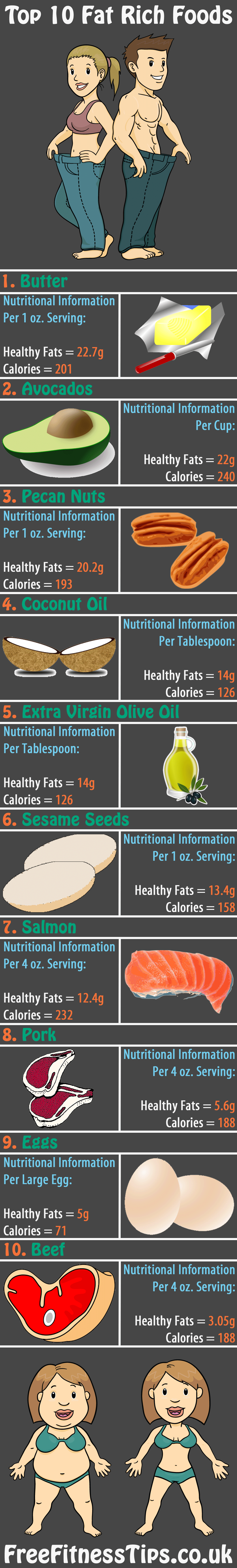 Top 10 Fat Rich Foods Infographic